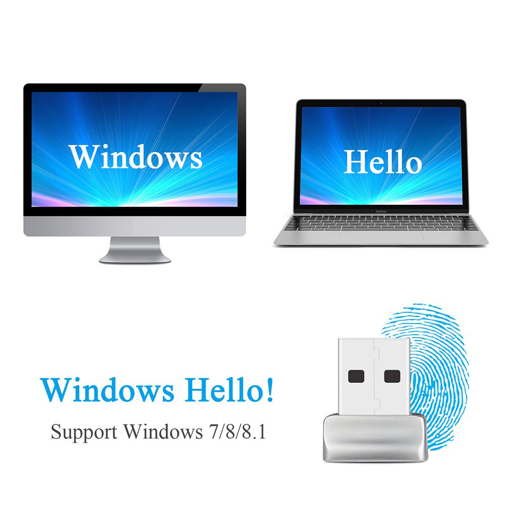 USB Fingerprint Reader Module for Windows 10 Hello PC Notebook Lock Biometric Scanner Laptop Password-Free Login/Sign-in Unlock