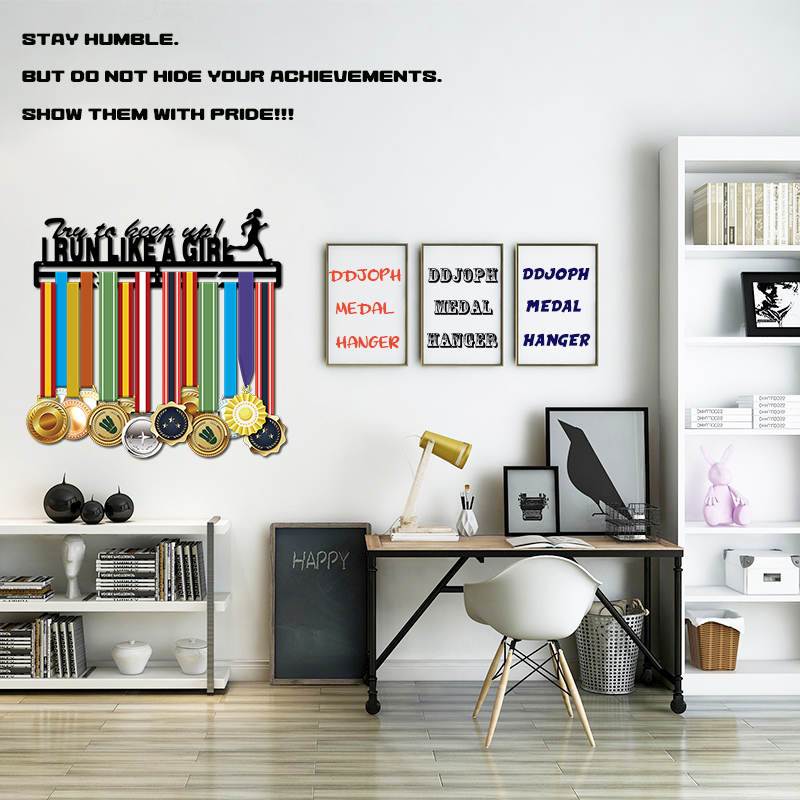 Medal hangers for running Race medal display hanger Run like a girl Medal holder for girl