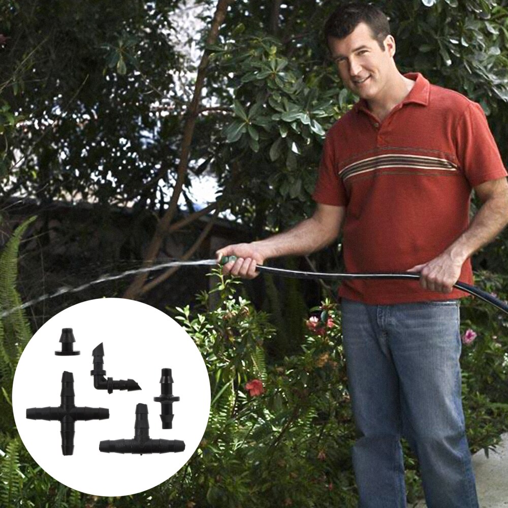 1 Set/200PCS Irrigation Fitting 4-Way Elbow Tee Straight Barb End Plug Coupling