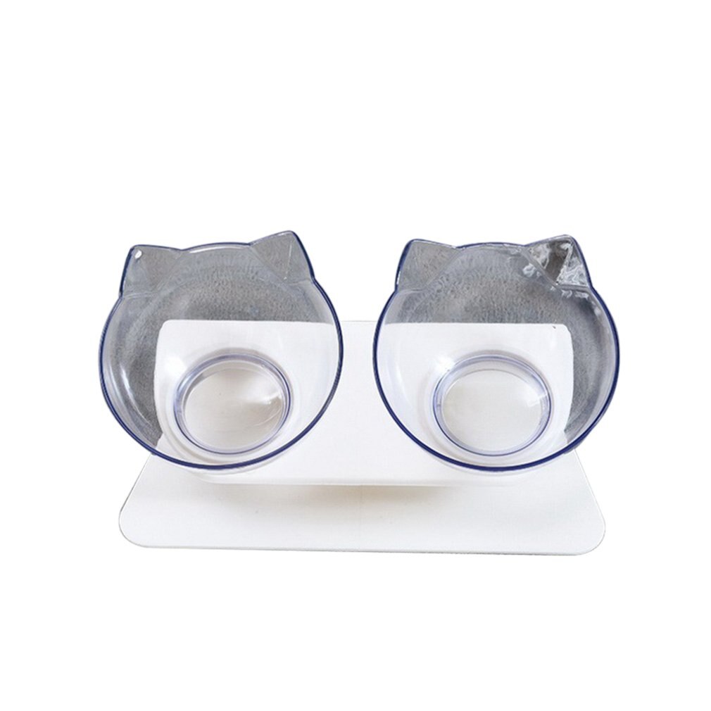 Transparent Cat Bowls With Stand Pet Feeder Double Food Diner Bowl Set Perfect For Cats And Ultra Small Dog: 2 Bowl