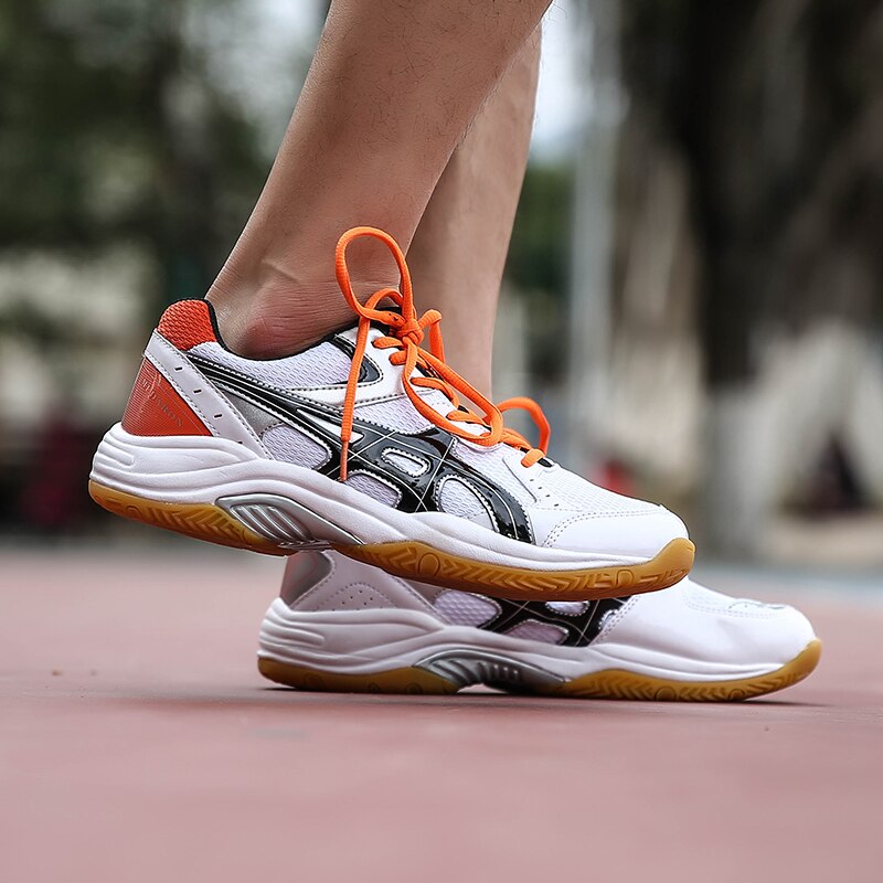 Mens Volleyball Shoes Breathable Volleyball Sneakers Men Light Weight Badminton Shoes Orange Blue Tennis Sneakers