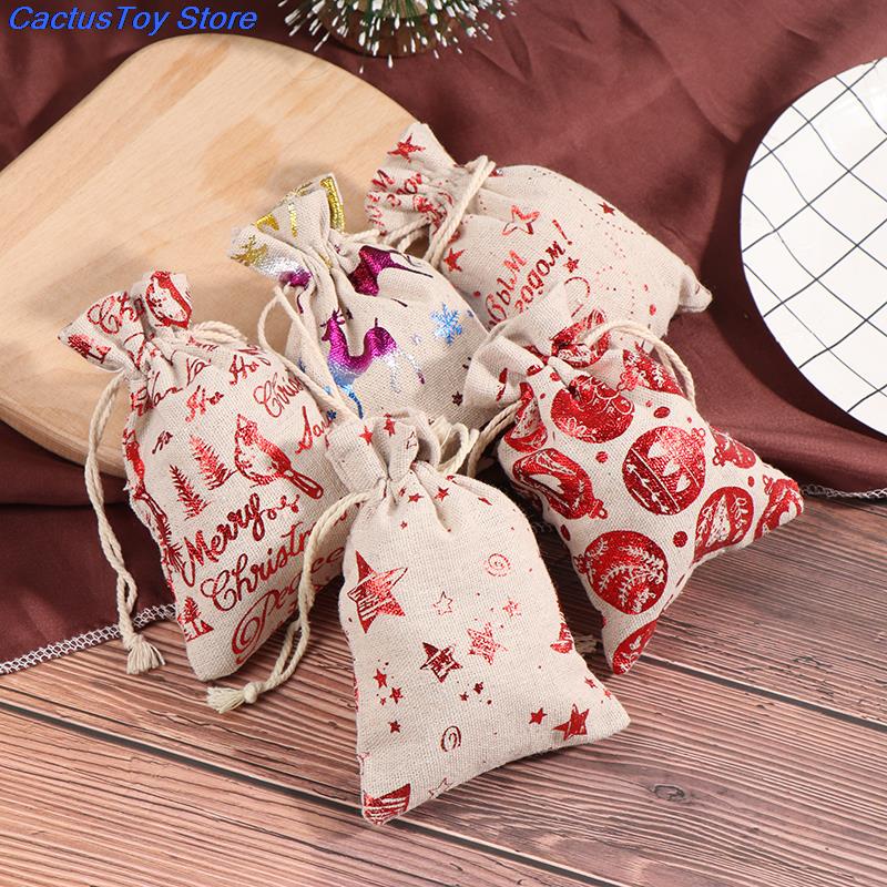 24pcs 1-24 Numbers Bag Christmas DIY Advent Calendar Ornament Christmas Bags Calendar Countdown Bag Candy Storage Pouches