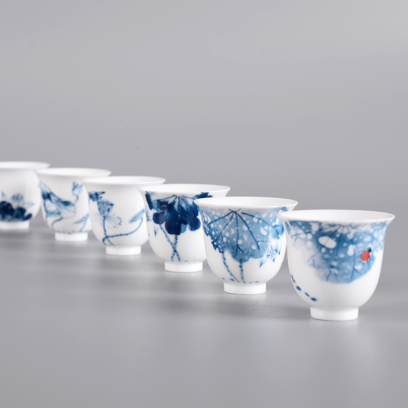 2 Stks/set Blauw En Wit Porseleinen Handgemaakte Keramische Theekopje Chinese Porselein Thee Kom Thee Set Accessoires Persoonlijke Single Cup