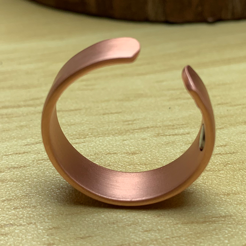 Anel de cobre puro magnético ajustável aberto manguito 6mm fosco vintage metal dedo jóias para homens mulheres alto ímã redimensionável