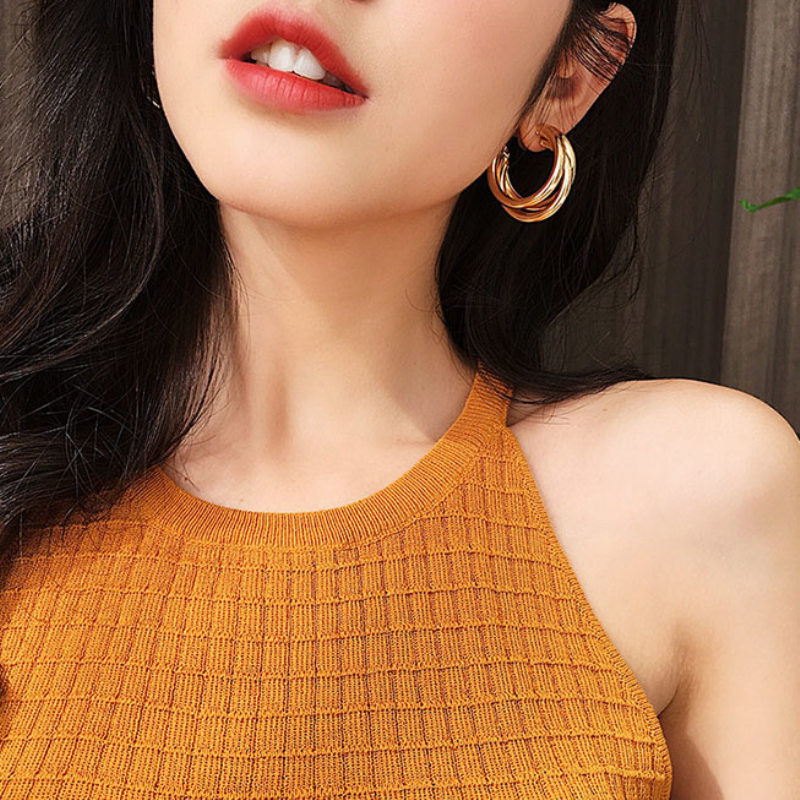 Boucles d'oreilles rétro en métal or en forme de C pour femme, multiples bijoux, coréenne, argent, aiguilles, 2022, 2022