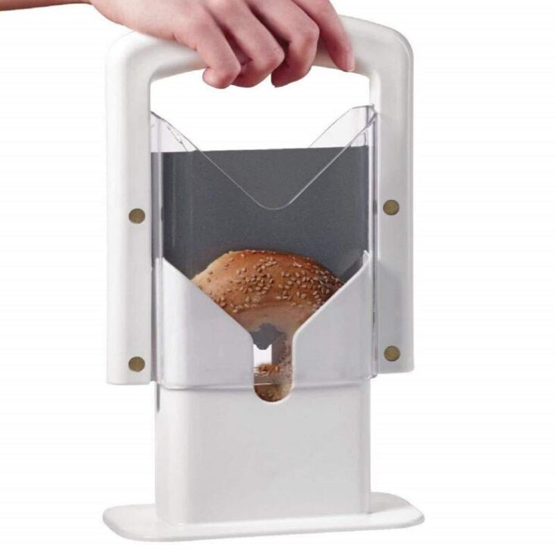 Stainless Steel Bagel Cutter Slicer Guillotine Action Blade Holder Knife Biter Kitchen Tools