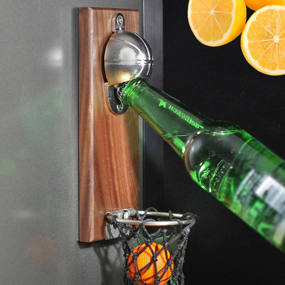 Creatieve Basketball Shot Flesopener Met Pocket Wandmontage Kan Wijn Bier Opener Magneet Voor Keuken Gadget Bar Koelkast Gereedschap
