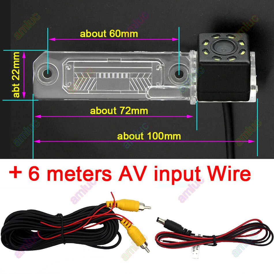 Vehicle Wireless Car Camera Monitor for VW Skoda Superb Magotan Touran Passat Jetta Caddy Golf Multivan T5 Transporter Bora Polo: 8led Rear Camera