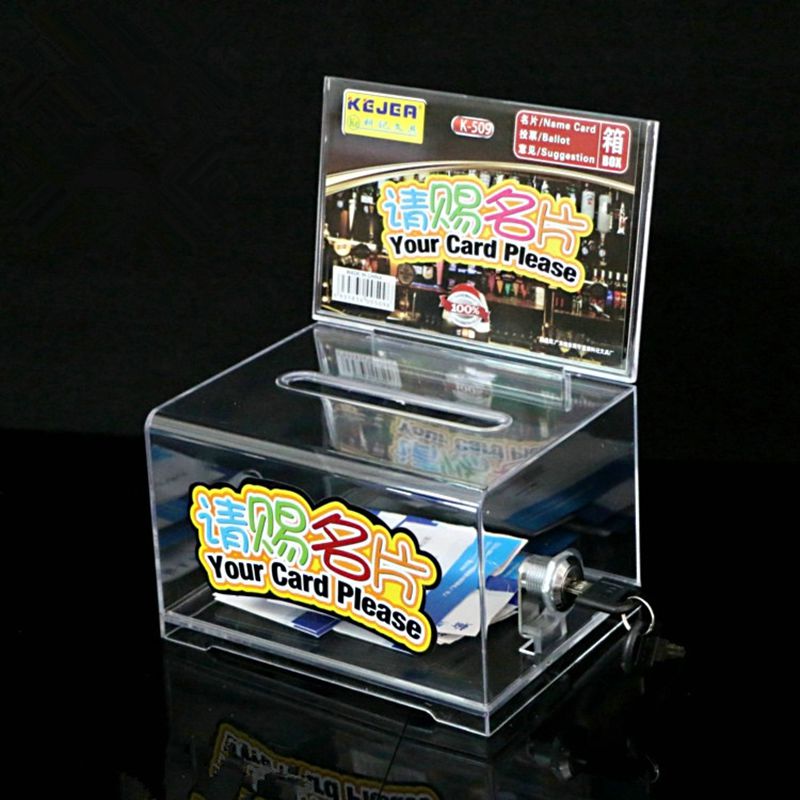 1 pcs High capacity Exhibition hall Business Card Holder Ballot Box Suggestion Box With Stickers