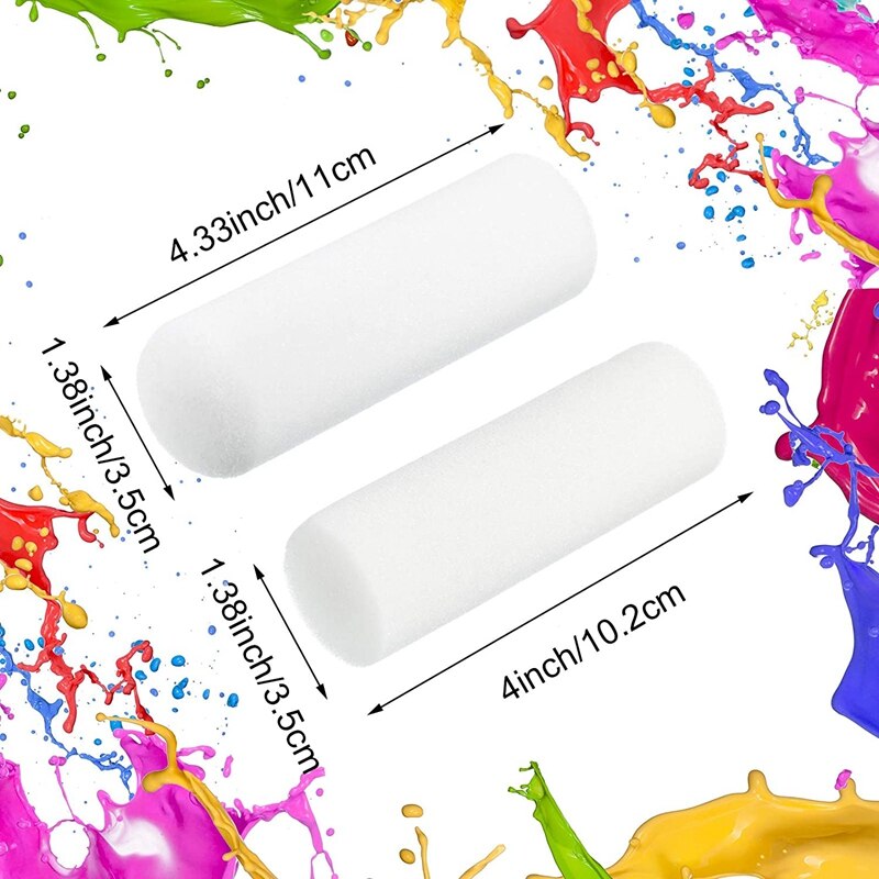 -20 Pieces 4 Inch Foam Roller Refills Small Foam Paint Rollers Covers White Smooth Foam Roller Brushes Kit