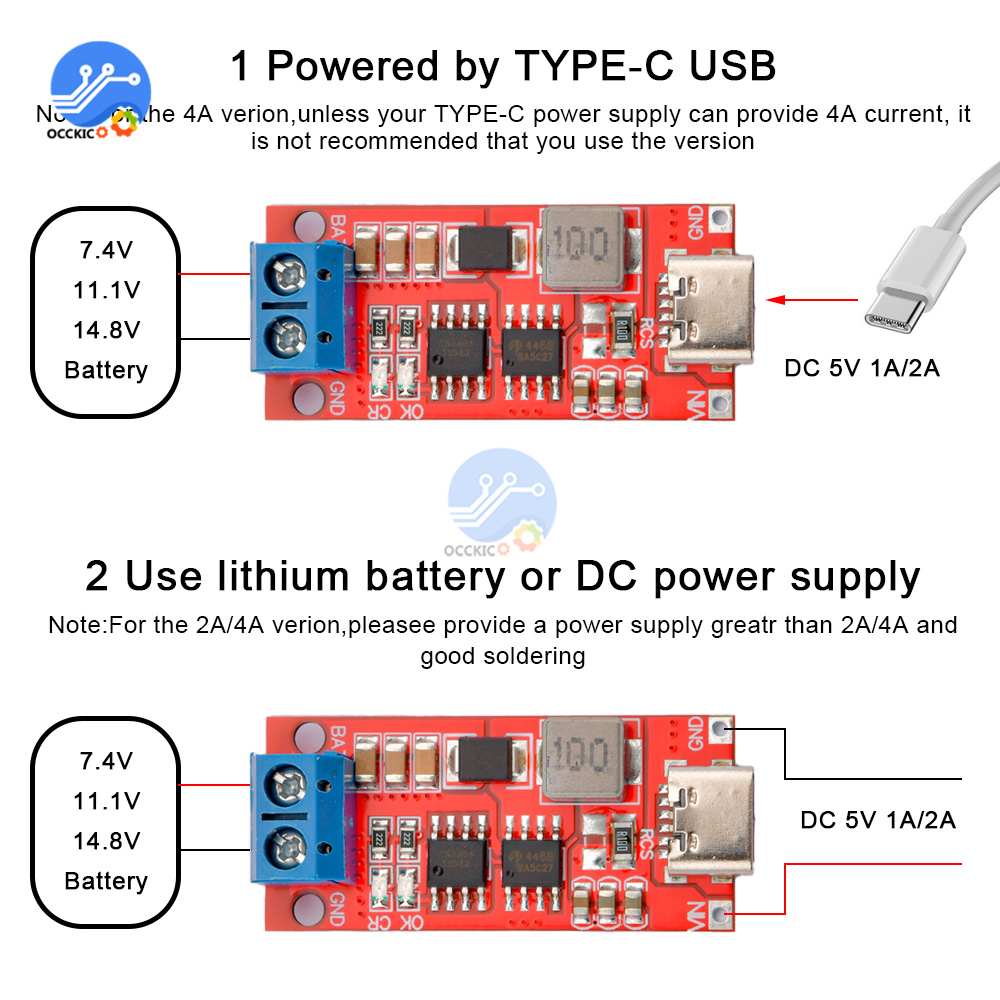 Multi-Cell 2S 3S 4S Type-C To 8.4V 12.6V 16.8V Step-Up Boost LiPo Polymer Li-Ion Charger 7.4V 11.1V 14.8V 18650 Lithium Battery