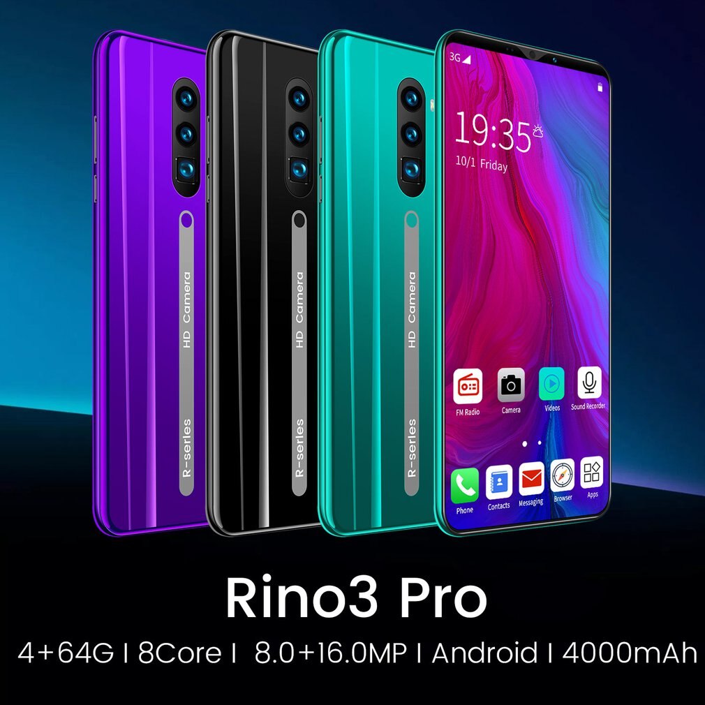 Rino3 Pro 5.8 Inch Screen Android Phone Purple Water Screen Smartphone Solid Color Mobile Phone Cool Shape