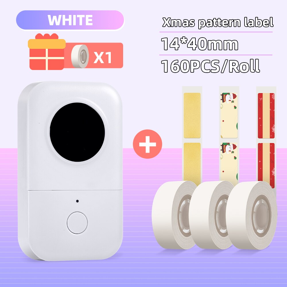 Phomemo D30 Wireless Pocket Label Maker Free App Compatible with IOS + Android 203dpi Clear Printing for Home and Work Labeling: D30 3 Xmas Label