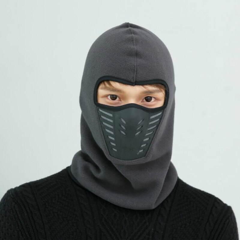 Vinter varm motorsykkel ansiktsmaske nakke skjerf aktivt karbon filtre termisk fleece balaclava motorsykkel vanntette beanies: Mørk grå