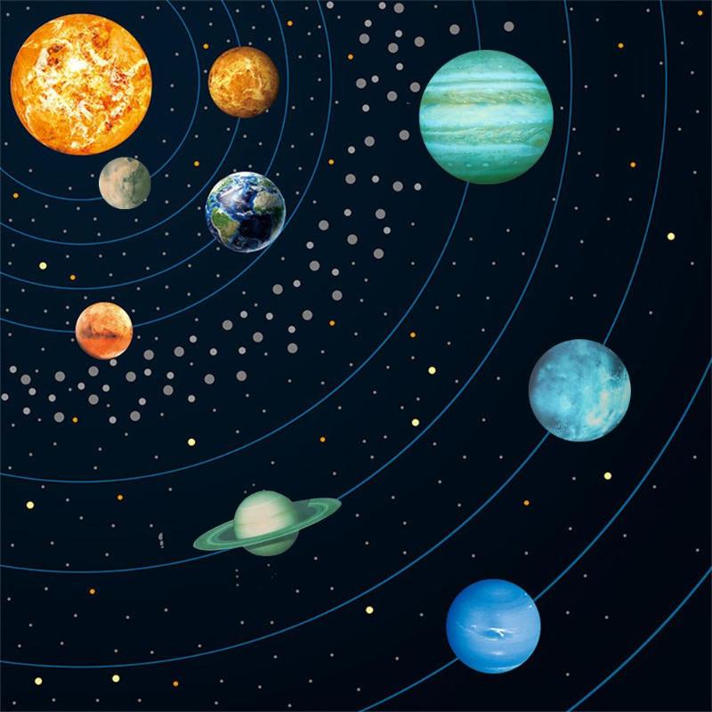 1Set Planet Solar System Fluorescent Wall Stick The Universe Planet Galaxy Children Room Bedroom Luminous Wall Stickers