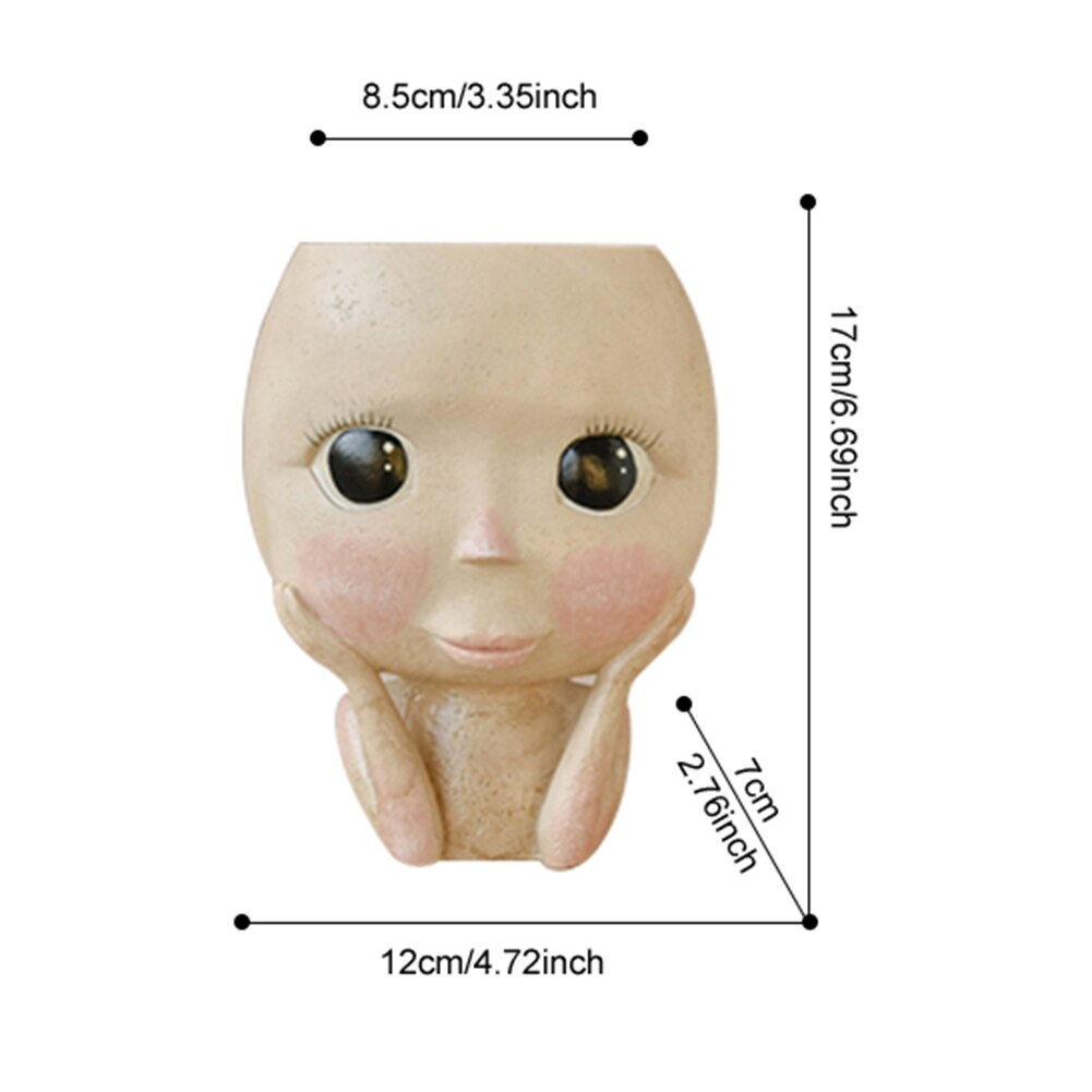 ESTATUILLA con cabeza para niña, maceta de resina para plantas suculentas, maceta para cultivo de plantas de jardín, adornos decorativos de Mesa para el hogar: G