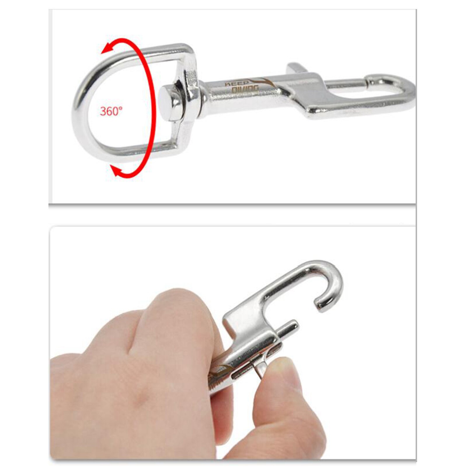 Single / Double Ended Hook Chioce Snap Bolt kit 316 Stainless Steel Scuba Diving: 90mm Single Ended