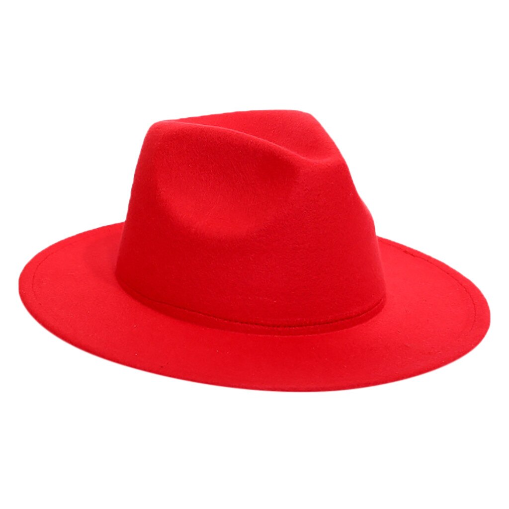 Fedora hat uldbåd flad hat til dames filt bred rand fedora hatte dame chapeu de feltro bowler gambler top karneval hat: F