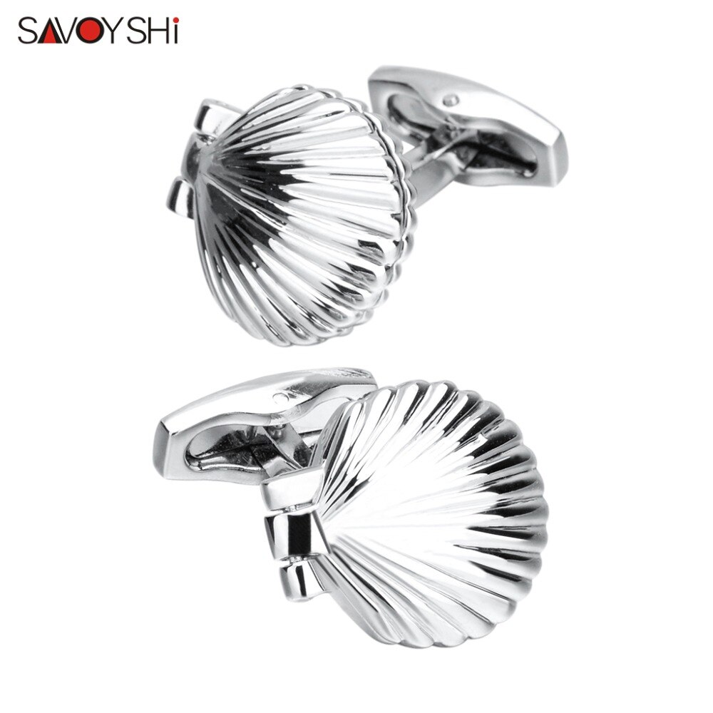 Savoyshi Manchetknopen Voor Heren Shirts Manchetten Novelty Clam Shell Model Manchetknopen Mannelijke Sieraden Gratis Graveren Naam: Cufflinks