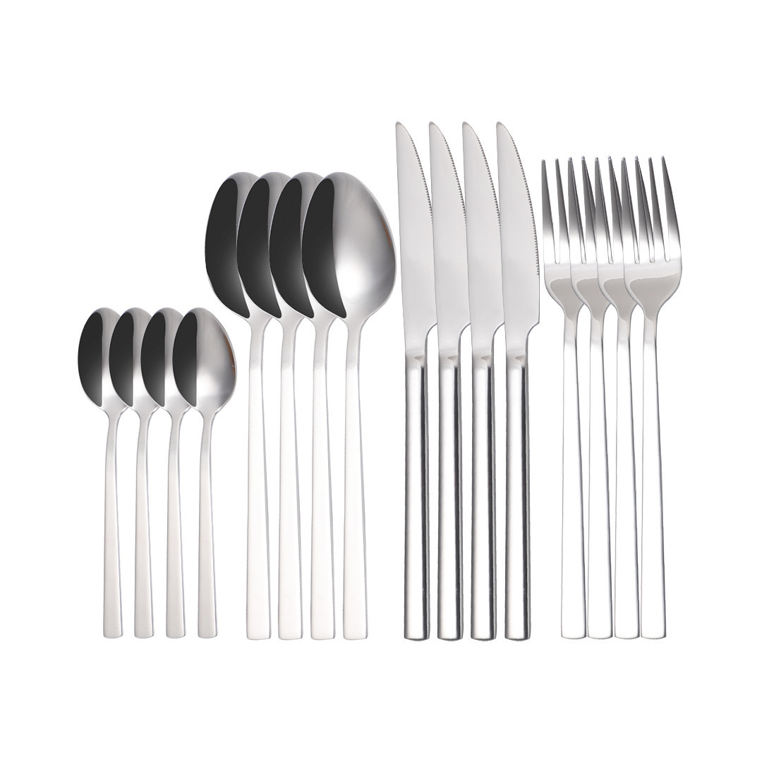 Zwart Servies Rvs Bestek Set Vorken Messen Lepels Keuken Diner Set Vork Lepel Mes Goud Servies Set 16 Pcs: Style B silver 4