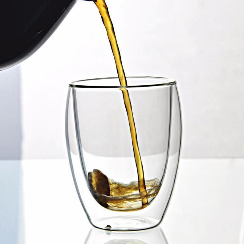 Varmebestandig dobbeltvægs glas kop øl kaffe kop sæt håndlavet øl krus te glas whisky glas kopper
