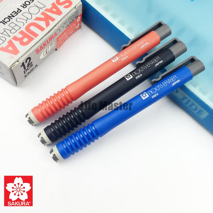 LifeMaster Japan Sakura Nocks Eraser Black/Blue/Red For Pencil Lead Rubber XNEA School &amp; Office Supplies