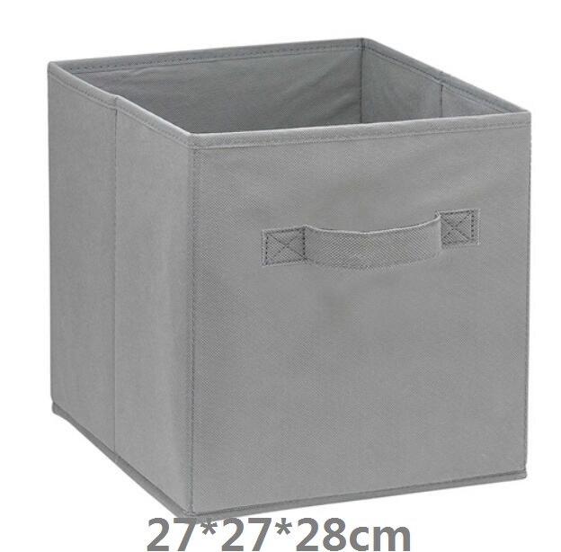 Foldable Fabric Storage box Cube Bins Cloth Organizer storage Baskets Folding Nursery Closet Drawer Features Dual Handles: Gray