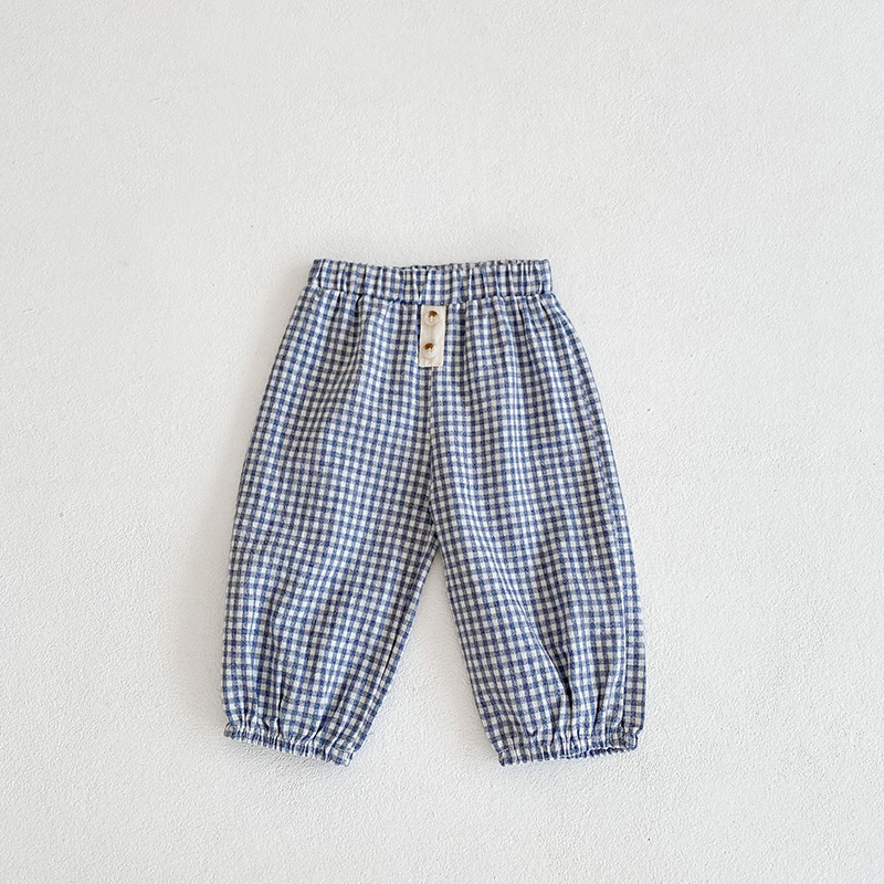 Baby Meisje Casual Broek Herfst Lente Kids Kinderen Plaid Losse Broek Baby Kleding Peuter Bodems Baby Boy Kleding Spodnie: Blauw / 66-0-6M