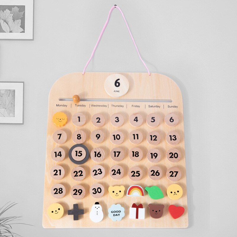 Baby Holz Kalender Spielzeug freundlicher freundlicher Kognitiven Spielzeug Kleinkind Holz Lernen Pädagogisches DIY Spielzeug für Baby Weihnachten Neue Jahr: Ursprünglich Titel