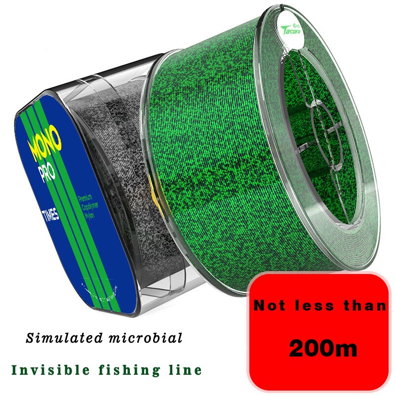 200m flekker karpe fluorcarbon fiskesnøre trådlinje 3d usynlig camouflage nylon gummi tråd fiskesnøre alger linje