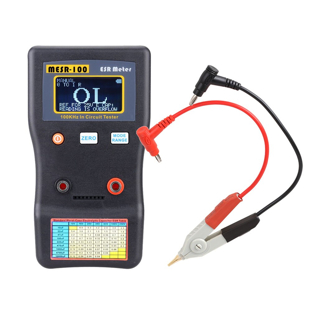 MESR-100 ESR Capacitance Ohm Meter Measuring Capacitance Resistance Capacitor Circuit Tester with SMD Test Clip