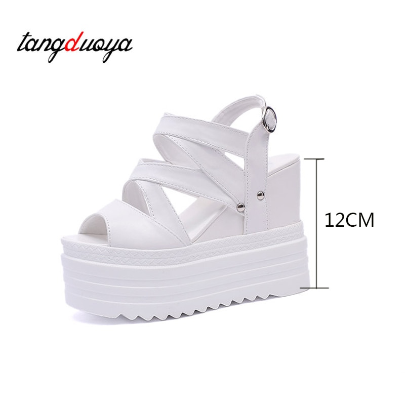 Gladiateur sandales femmes chaussures d'été sandales hautes compensées plate-forme talons hauts femmes sandales à bout ouvert fond épais