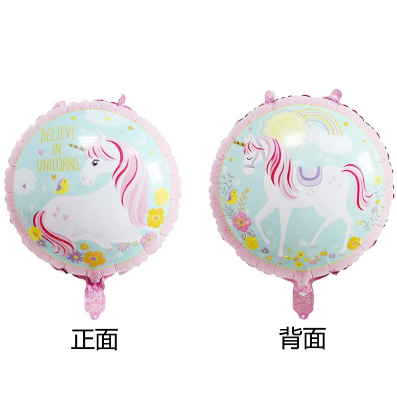 3D dessin animé en aluminium rose licorne feuille ballon enfants fête d'anniversaire décoration ballon bébé douche fournitures garçon fille jouet: round 2