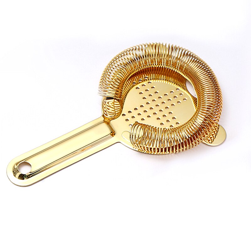 Bar Strainer Stainless Steel Cocktail Strainer Sprung Cocktail Shaker Mixed Drink Bartender Bar Tools: Gold 2