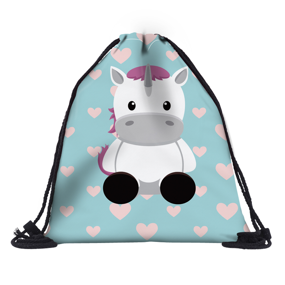 Deanfun Unicorn Drawstring Bags 3D Printed Cute Girls School Bags 60062