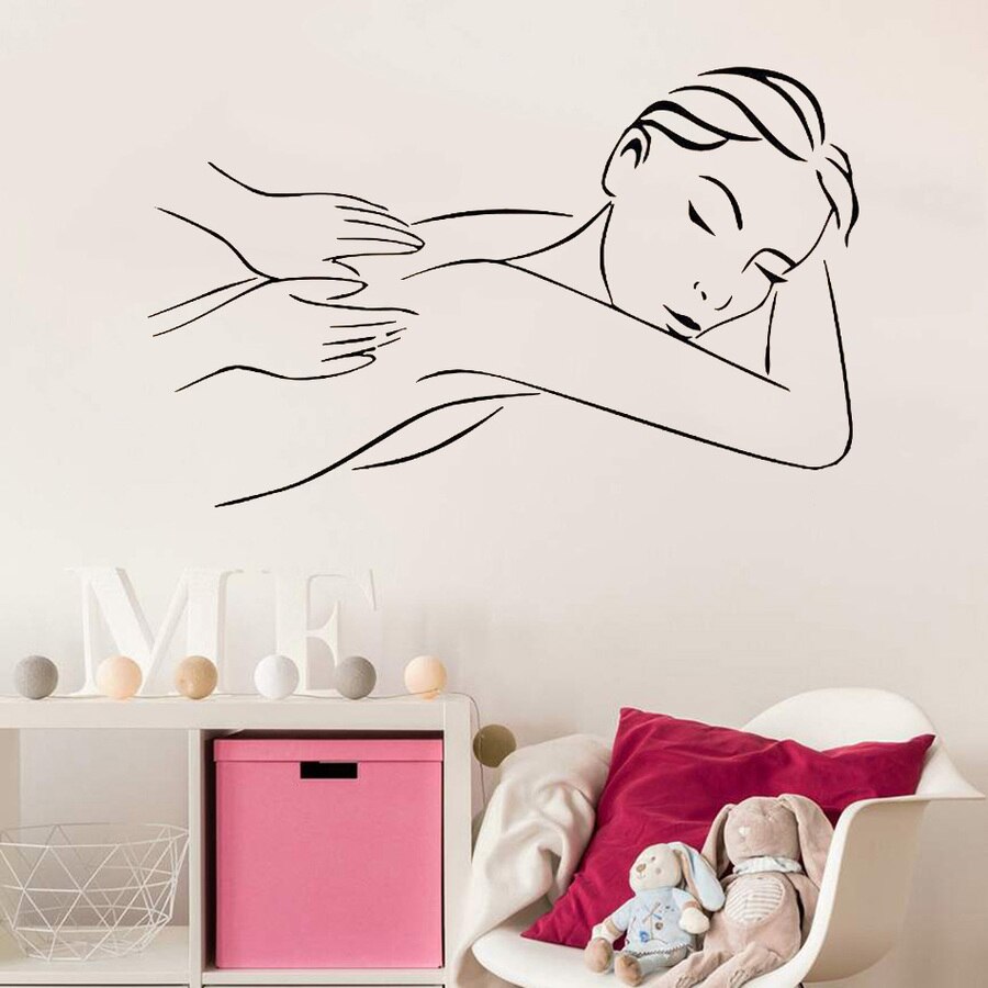 Pige massage vægmærkat massage afslapning spa skønhed spa salon relax wallsticker butiksdekoration vindue glas vægmaleri kunst  lw572