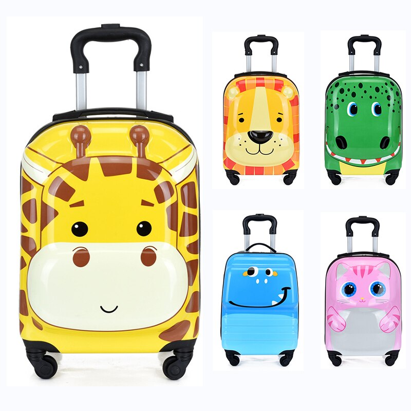 Bagagli da 18 &#39;&#39;per bambini borsa da viaggio borsa rigida giraffa bagaglio da viaggio zaino carrello bagaglio a rotelle per bambini piccoli