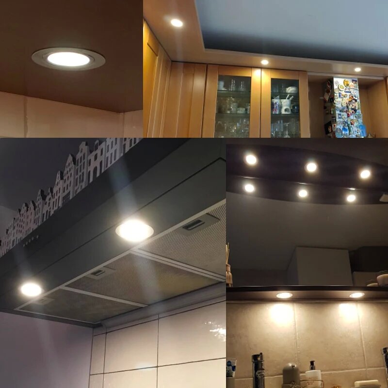 68mm encastré LED Downlight 3W 12V DC trou 55mm 2 1/2 pouces encastré RV Camper lumière mince LED placard lumière rondelle ampoule barre lumière