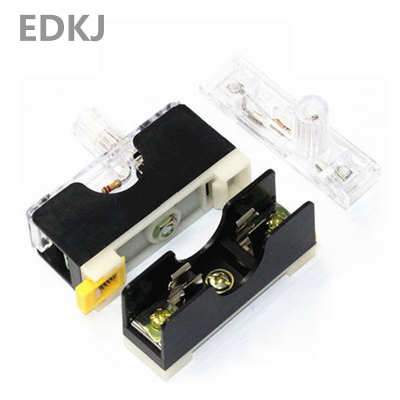 1pcs FS-101 Din Rail Mount Single Pole Fuse holder with light box 6X30mm 10A 250V Fuse Holder Glass fuse tube fuse casing