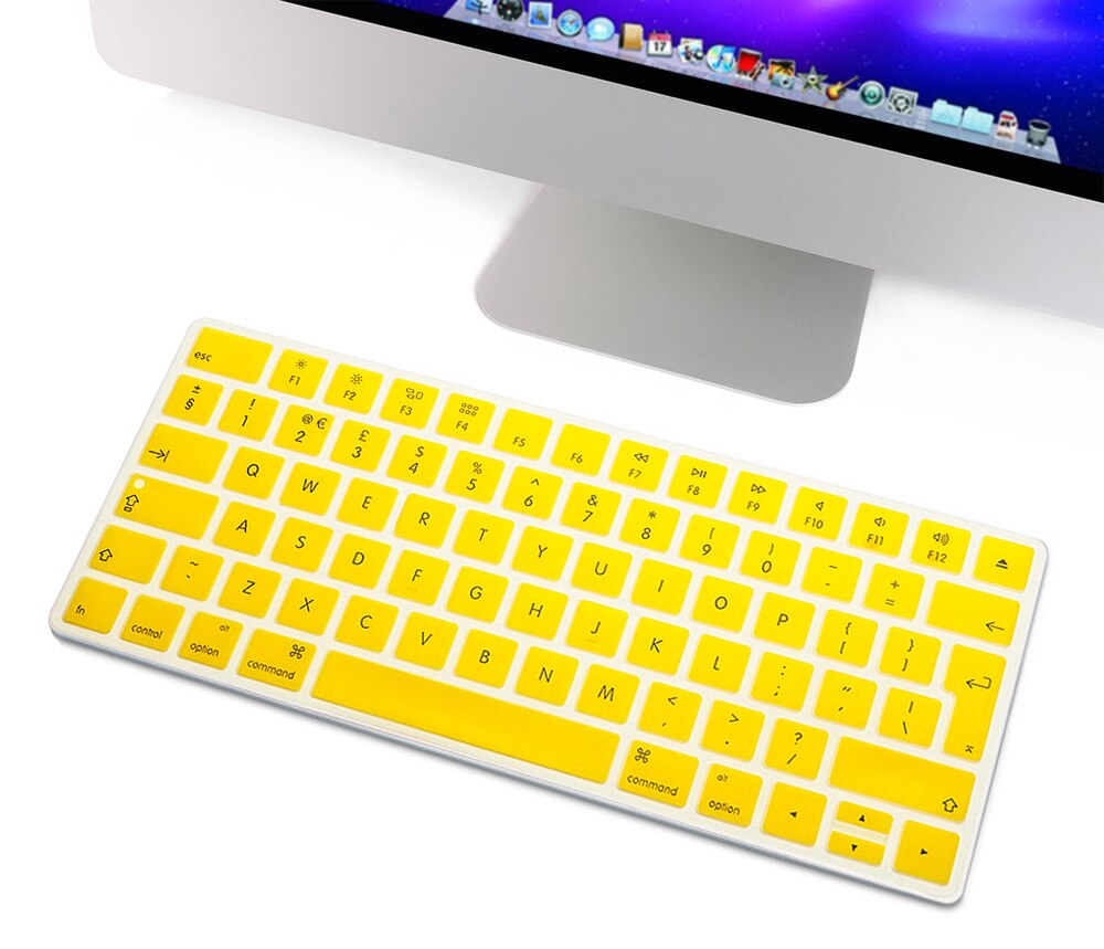 Hrh vedenpitävä eu/uk näppäimistösuojat silikonikuoret suojakalvo apple magicille mla 22b/ a eurooppalainen asettelu: Keltainen