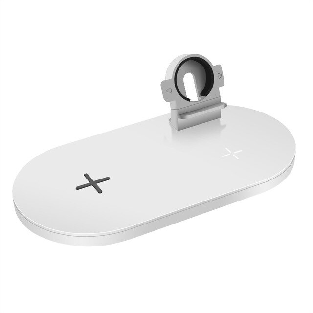 15W 3 in 1 Wireless Charger Dock Station For iPhone 12 11 XS XR X 8 AirPods Pro iWatch Apple Watch 6 SE 5 4 3 Qi Charging Stand: Pad White