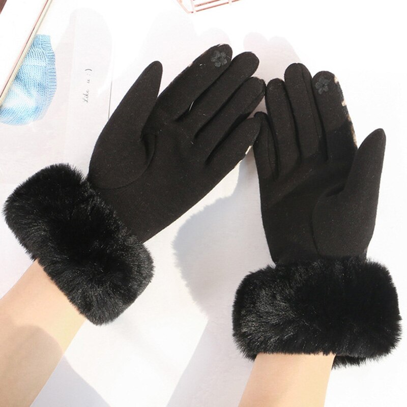 Guantes con estampado de leopardo para mujer, manoplas suaves de felpa con estampado de leopardo, de terciopelo, para mantener el calor y el frío, D69