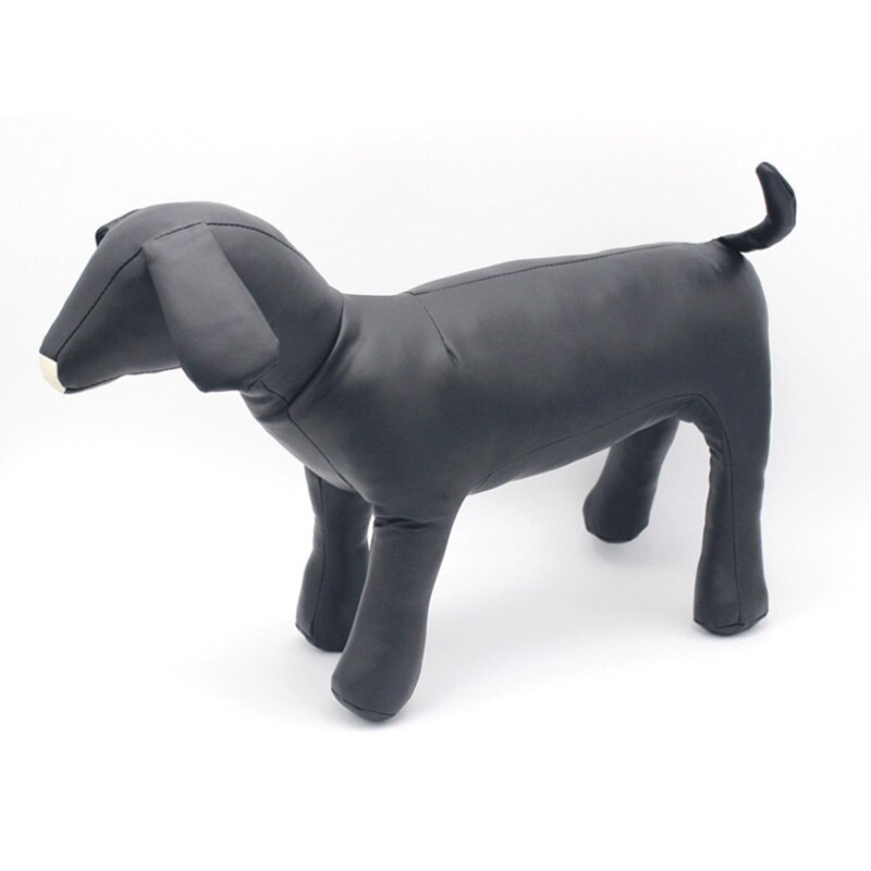 Læder hund mannequiner stående stilling hund modeller legetøj selskabsdyr butik display mannequin hvid / sort