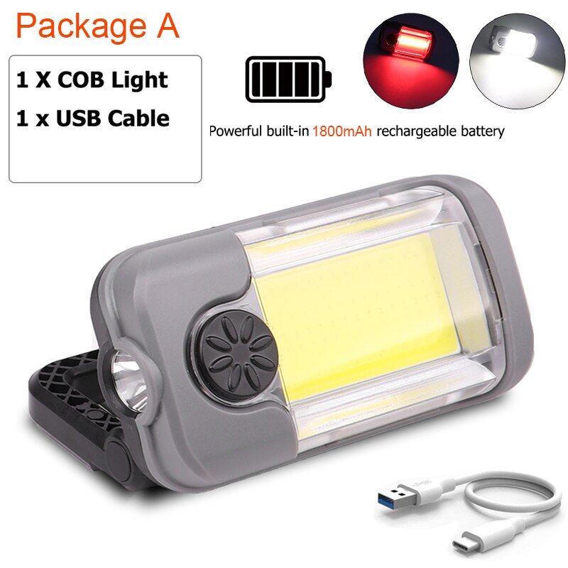 80W Portable COB Work Light Multifunctional Charging Magnetic Rechargeable light with Built-in Battery USB Work Lamp Repairing: Package A