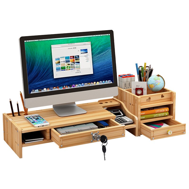 Computer Monitor Increase Rack Bracket File Rack Wooden Office Desk Storage Finishing Rack Shelf Storage Box Office storage box