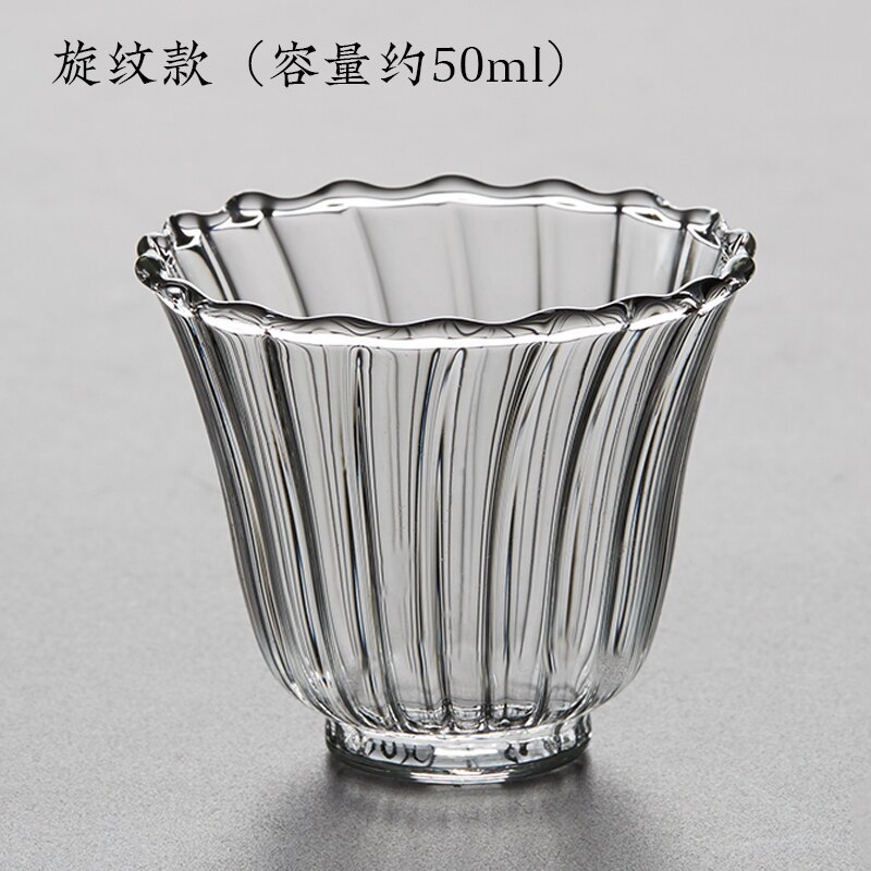 Høj temperatur resistent glas tekop håndlavet lille husstand japansk ribbet mund personlig tekop enkelt kop: 2