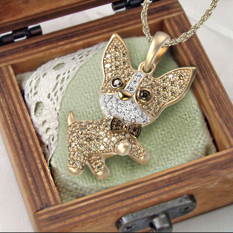 Prachtige Mode Creatieve Corgi Hond Ketting Unieke Shining Zirkoon Persoonlijkheid Hond Ketting Accessoires Banket Sieraden