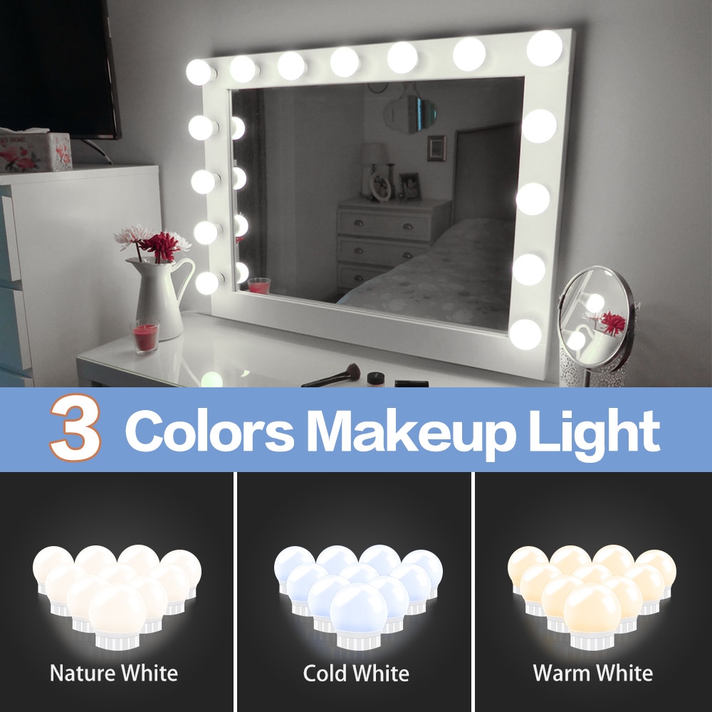 3 Modi Kleuren Make-Up Spiegel Licht Led Touch Dimmen Ijdelheid Kaptafel Lamp Usb 12V Hollywood Make Up spiegel Wandlamp