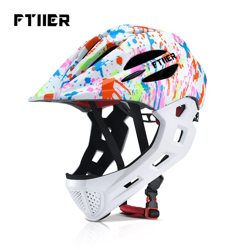 Casque de cyclisme pour enfants, intégral du visage, amovible, pour vtt, descente, équipement de sécurité: white graffiti