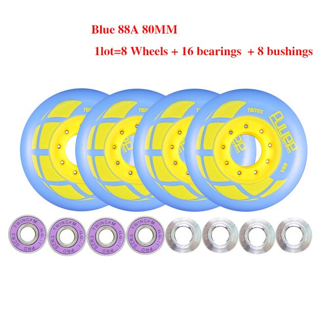 Jeerkool skridskor rull 88a 76/80mm inline broms slalom fri skridsko glidvals för seba powerslide patines hjul  lz26: Blå 80mm lager